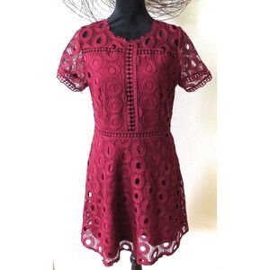 IJOAH Women's  Crochet Dress  Merlot  Knee length   Large NWOT